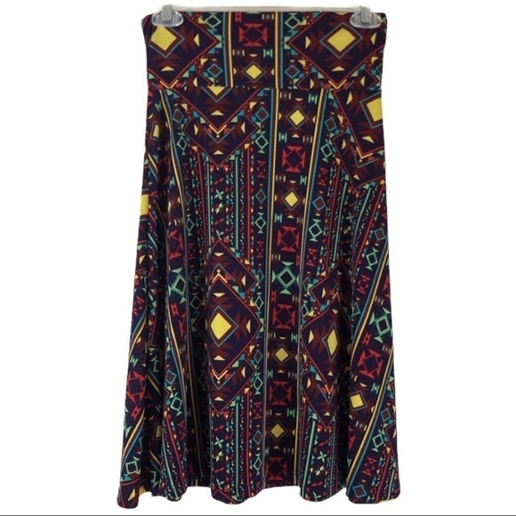 LuLaRoe Azure Skirt Pattern Brown Yellow Purple XS - Picture 1 of 5